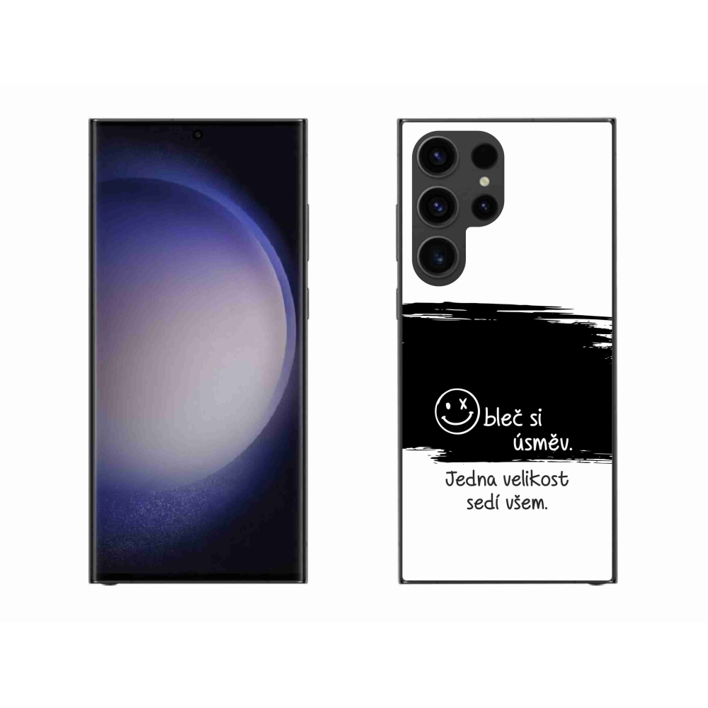 Gélový kryt mmCase na Samsung Galaxy S23 Ultra 5G - vtipný text 8 čiernobiele pozadie