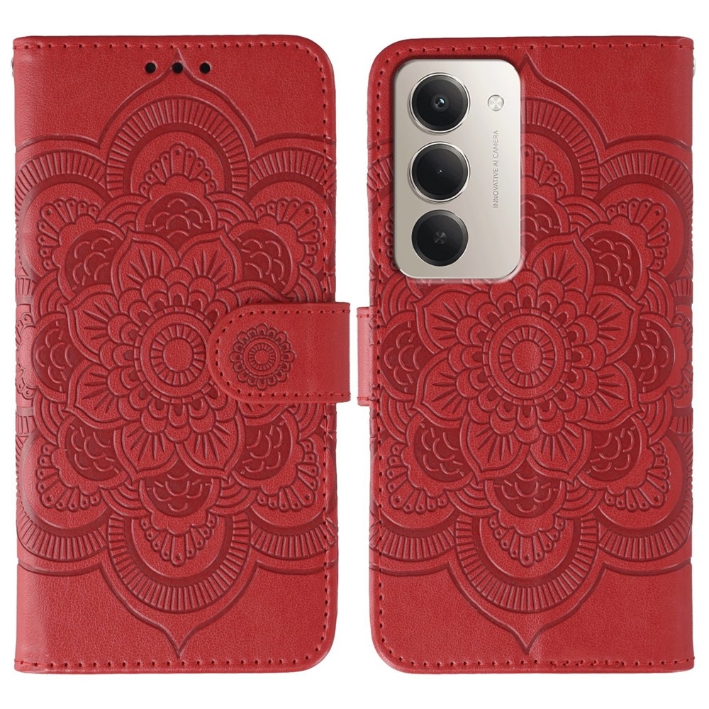 Mandala knižkové púzdro na Xiaomi Redmi 15 5G - červené