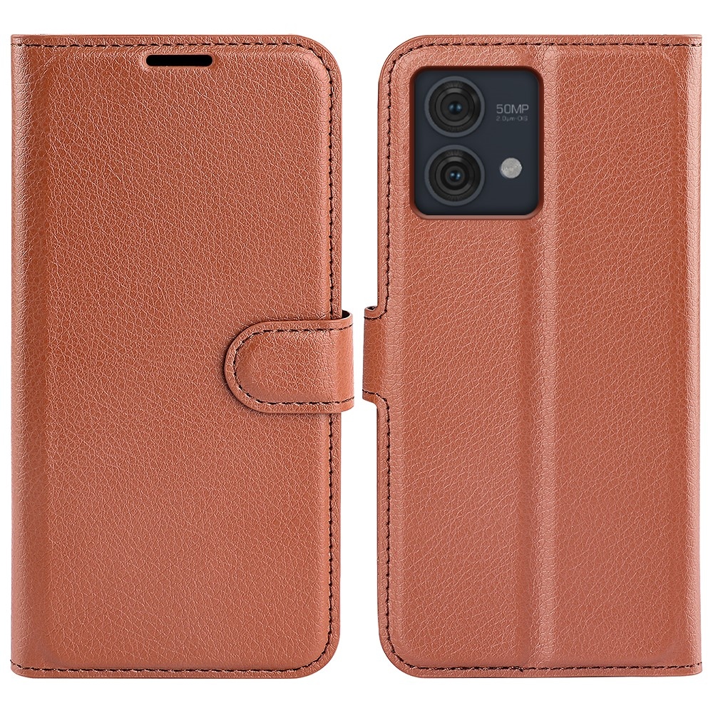 Litchi knižkové púzdro na Motorola Moto G84 5G - hnedé