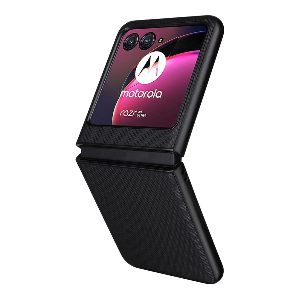 Textúry plastový kryt s umelou kožou na Motorola Razr 40 Ultra 5G - čierny