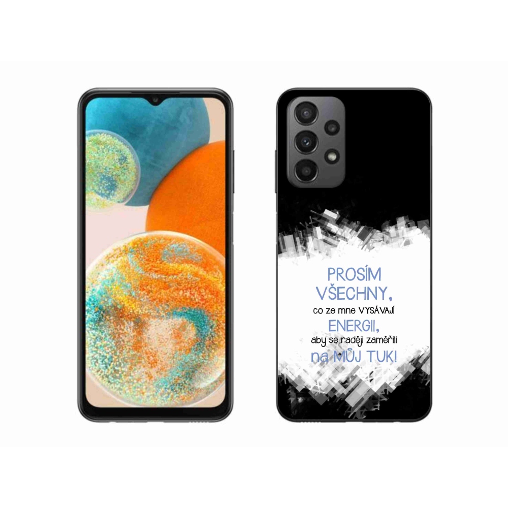 Gélový kryt mmCase na Samsung Galaxy A23 4G/5G - vtipný text 1 modrý