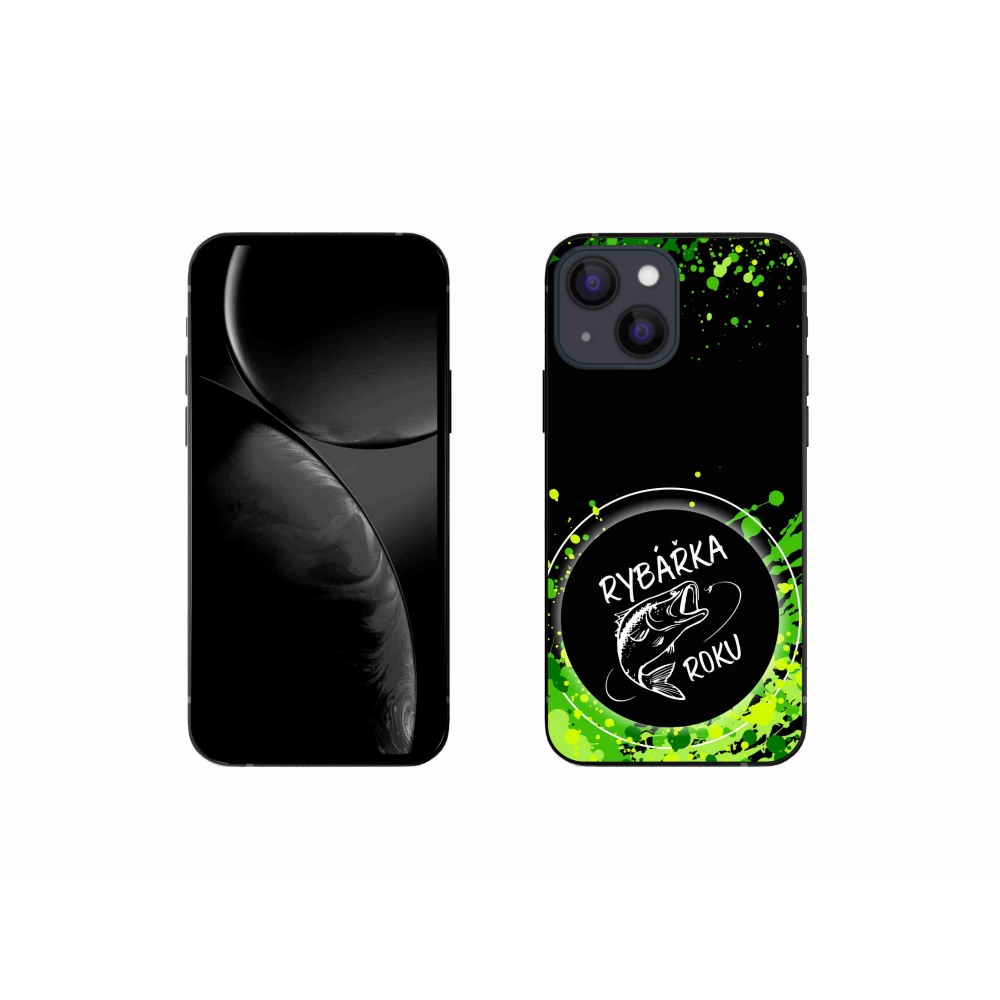 Gélový kryt mmCase na iPhone 13 mini 5.4 - rybárka roku čierne pozadie