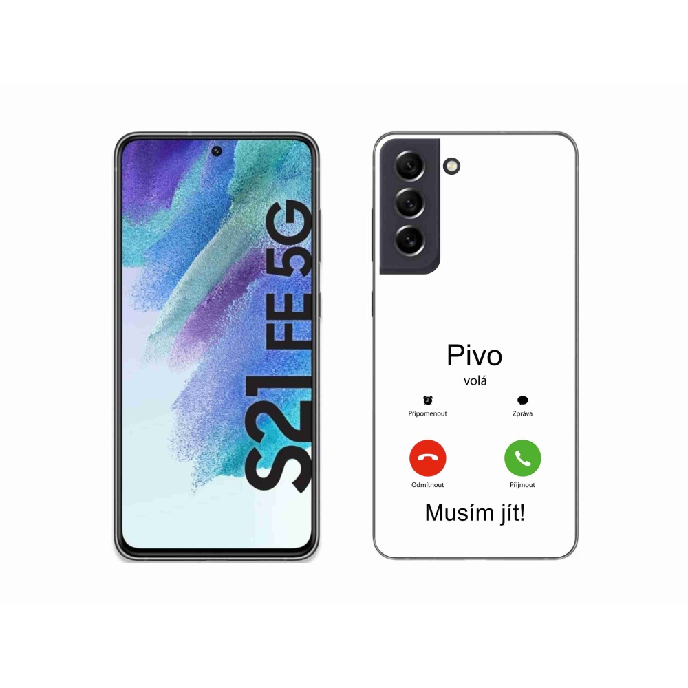 Gélový kryt mmCase na Samsung Galaxy S21 FE 5G - pivo volá biele pozadie