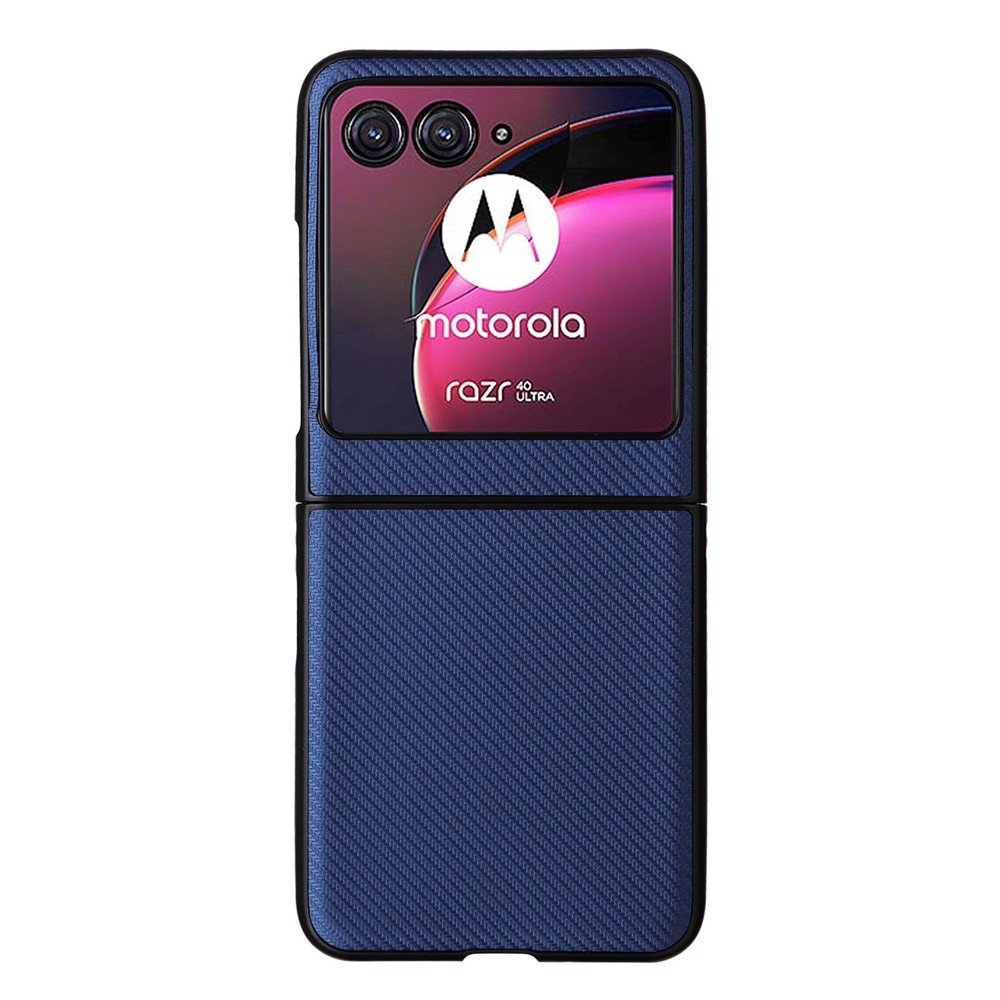 Textúry plastový kryt s umelou kožou na Motorola Razr 40 Ultra 5G - modrý