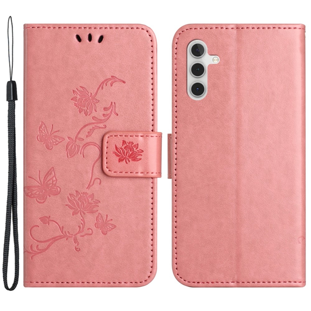 Flower knižkové púzdro na Samsung Galaxy A55 5G - ružové
