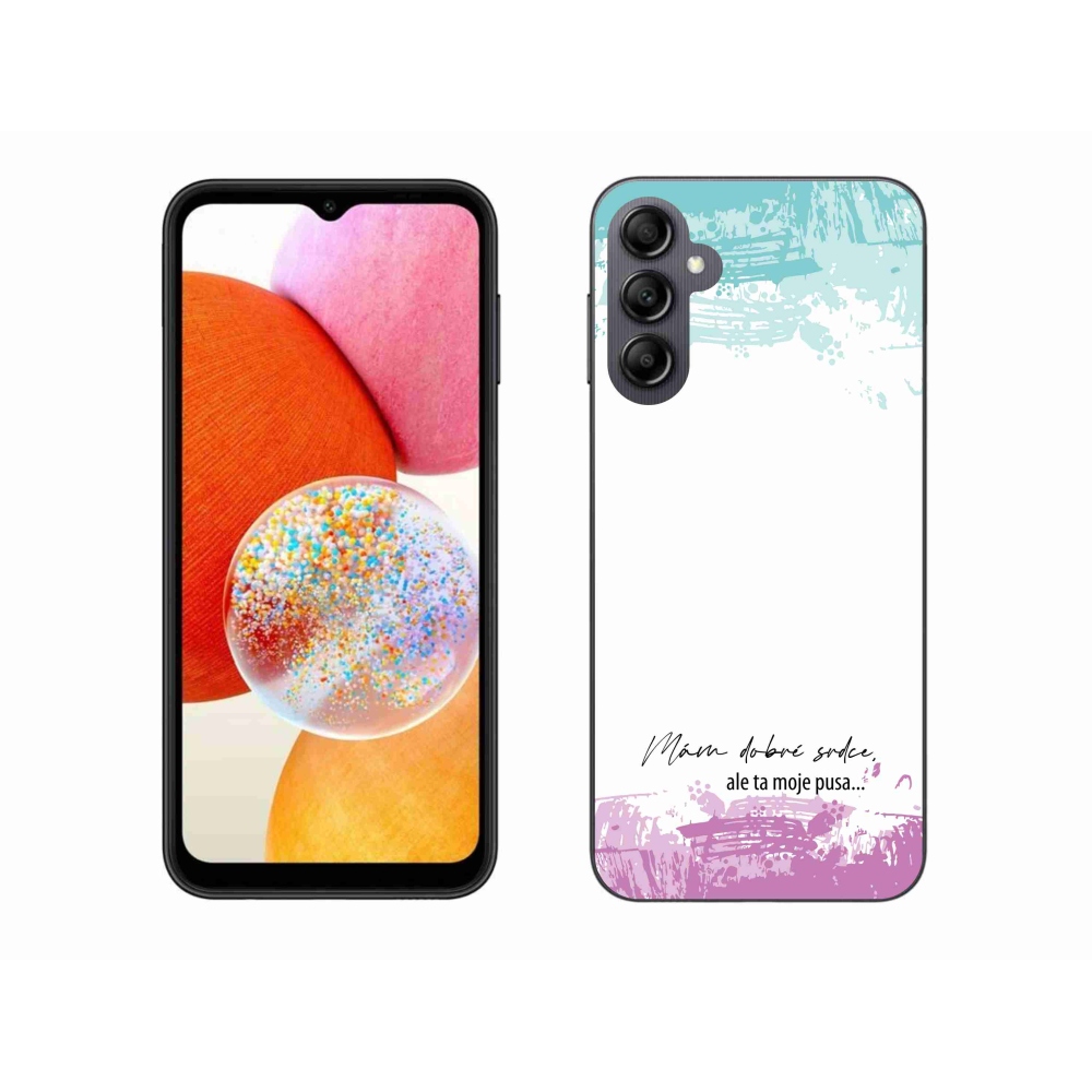 Gélový kryt mmCase na Samsung Galaxy A14 4G/5G - vtipný text 3 biele pozadie