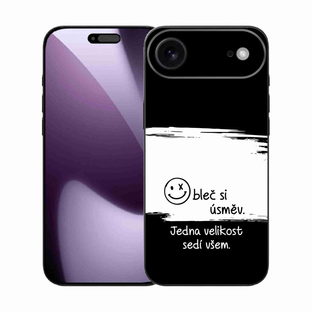 Gélový kryt mmCase na iPhone 17 Air - vtipný text 8 bieločierne pozadie