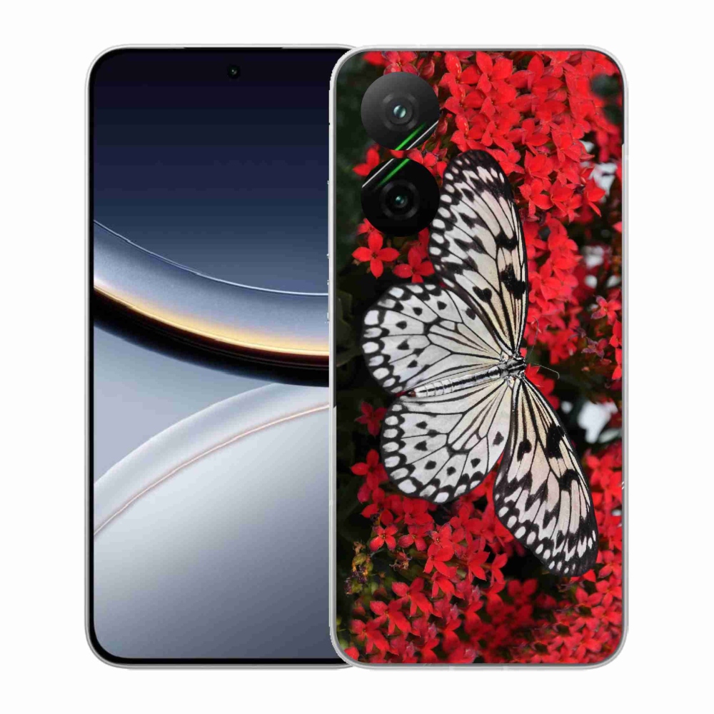 Gélový kryt mmCase na Xiaomi Poco F7 5G - čiernobiely motýľ 1