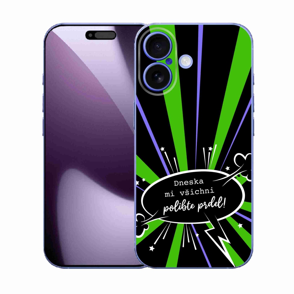 Gélový kryt mmCase na iPhone 17 - vtipný text 15 čierne pozadie