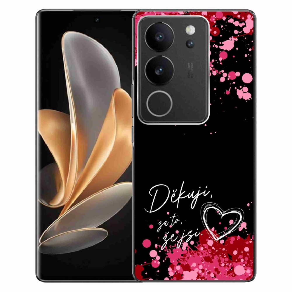 Gélový kryt mmCase na Vivo V29 5G - zamilovaný text 2 čierne pozadie