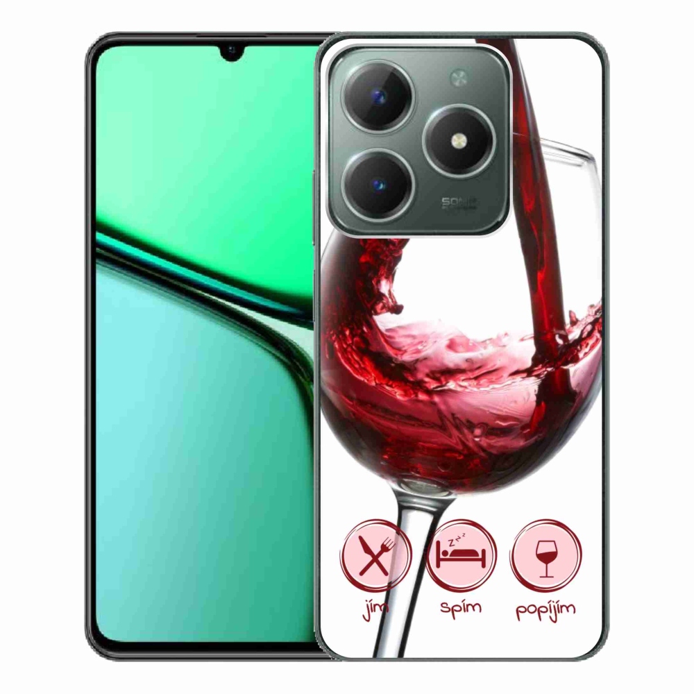 Gélový obal mmCase na Realme C61 - pohár vína červené