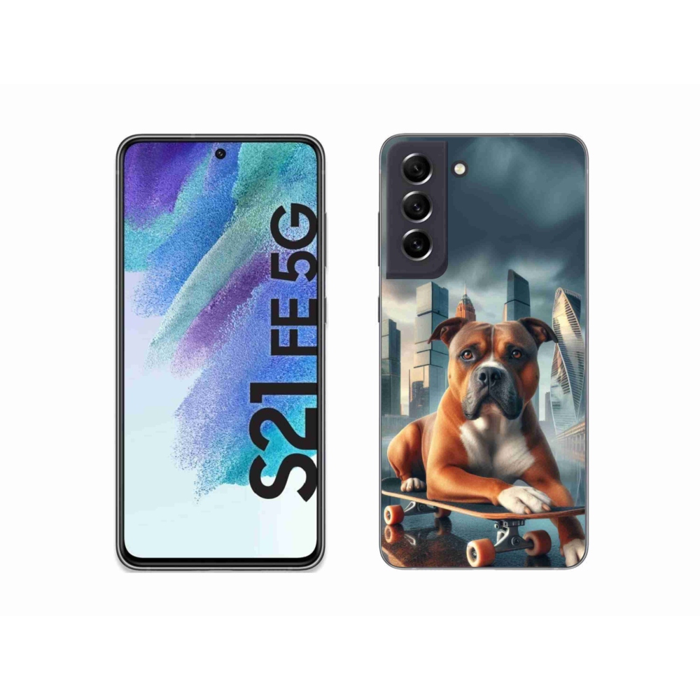 Gélový kryt mmCase na Samsung Galaxy S21 FE 5G - pes na skateboarde