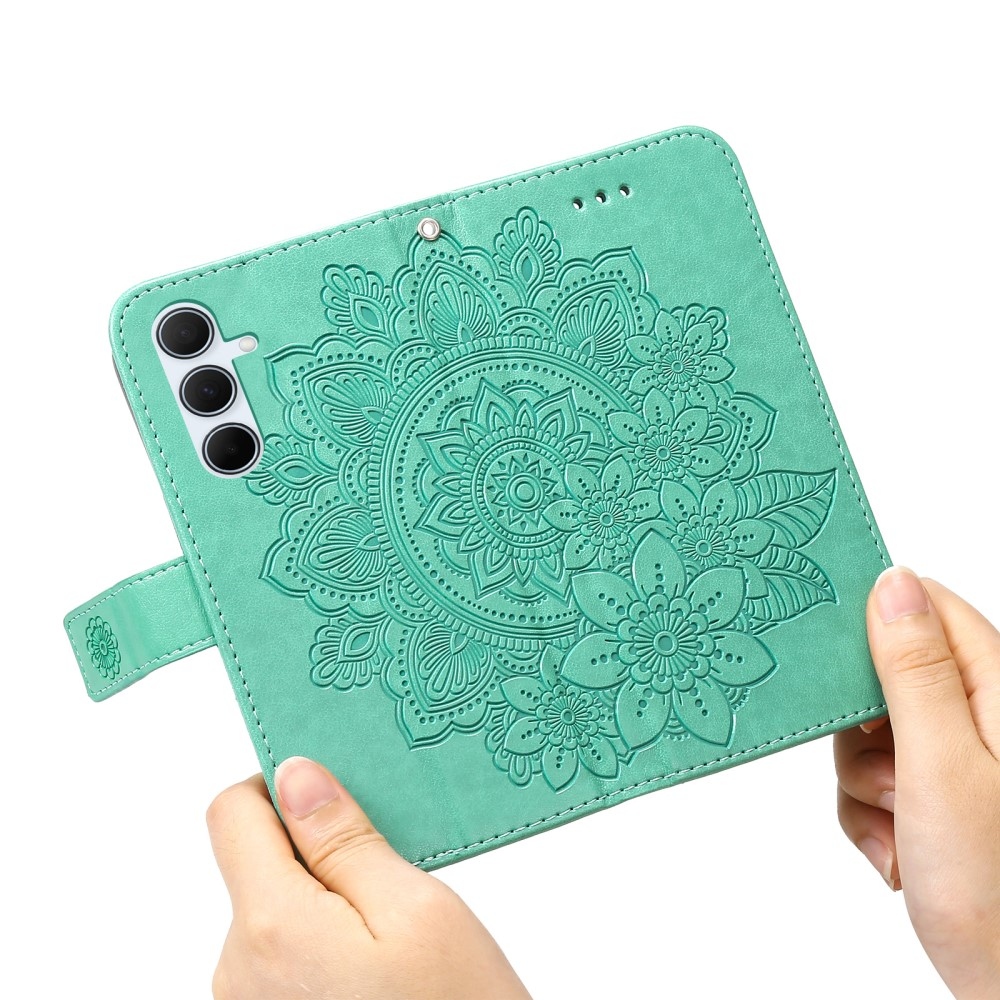 Mandala knižkové púzdro na Samsung Galaxy A36 5G - modrozelené