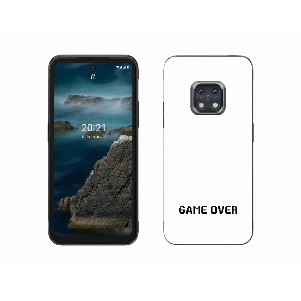 Gélový kryt mmCase na Nokia XR20 - game over biele pozadie