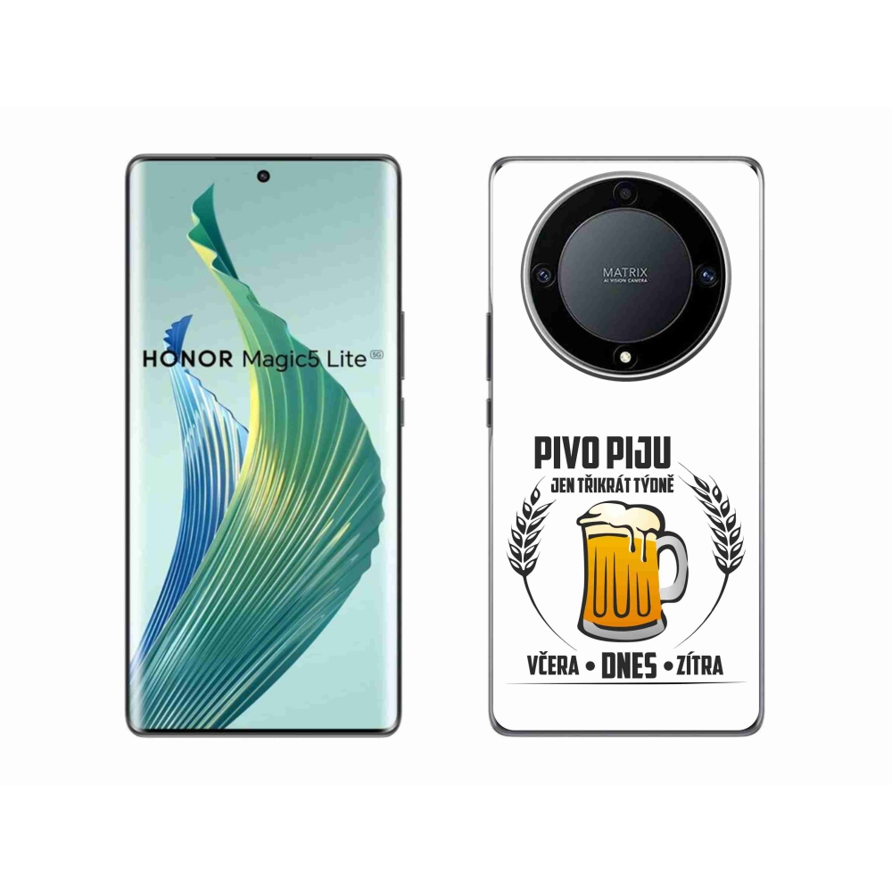 Gélový kryt mmCase na Honor Magic 5 Lite 5G - pivný motív biele pozadie