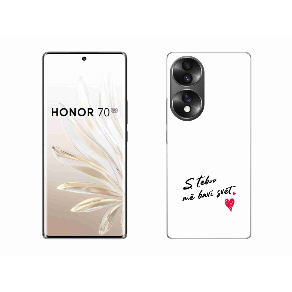 Gélový kryt mmCase na Honor 70 - zamilovaný text 1 biele pozadie