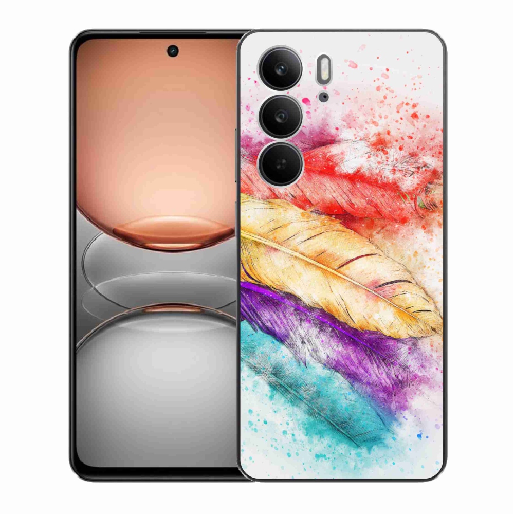 Gélový kryt mmCase na Realme C75 - farebné perie
