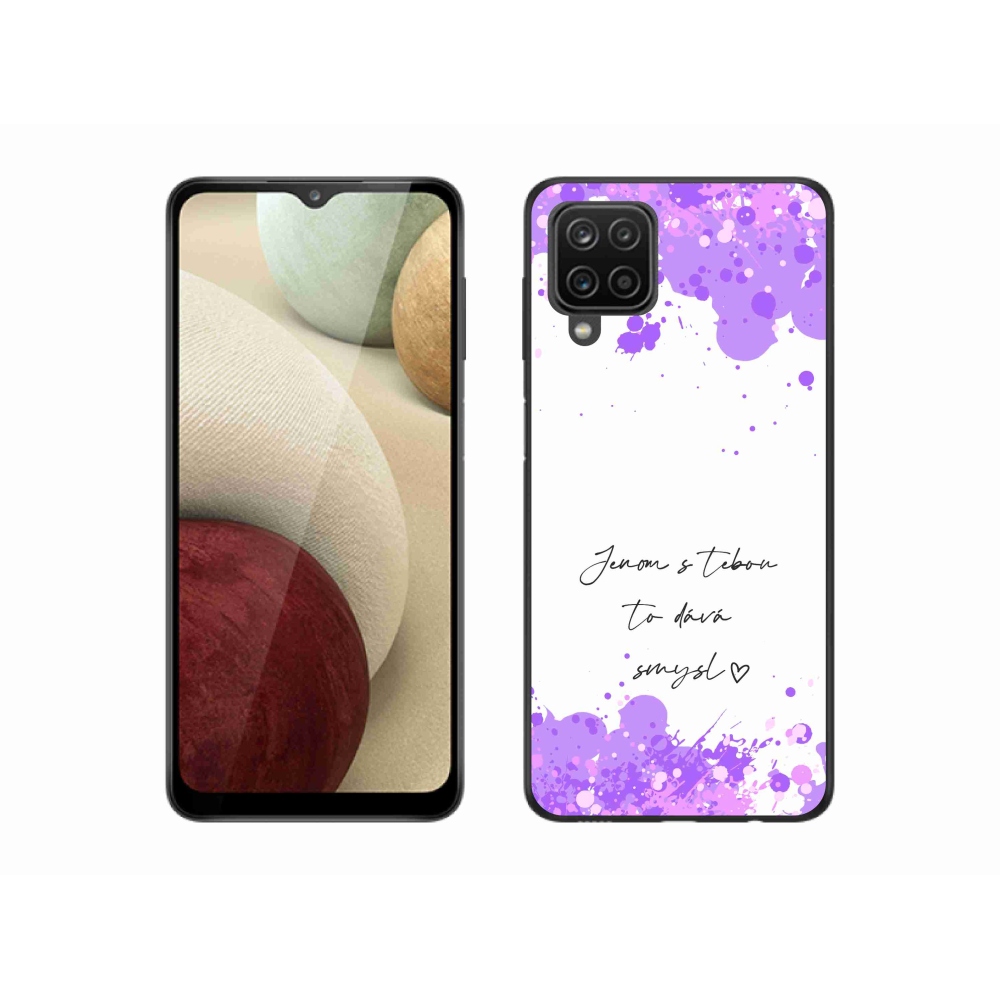 Gélový kryt mmCase na Samsung Galaxy A12 - zamilovaný text biele pozadie
