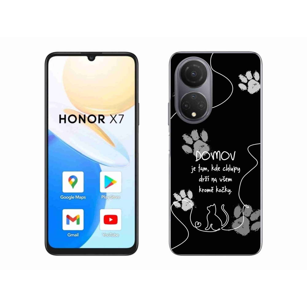 Gélový kryt mmCase na Honor X7 - mačacie motív čierne pozadie