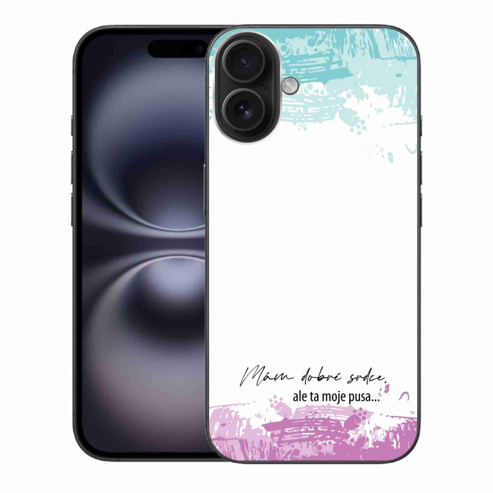 Gélový kryt mmCase na iPhone 16 Plus - vtipný text 3 biele pozadie