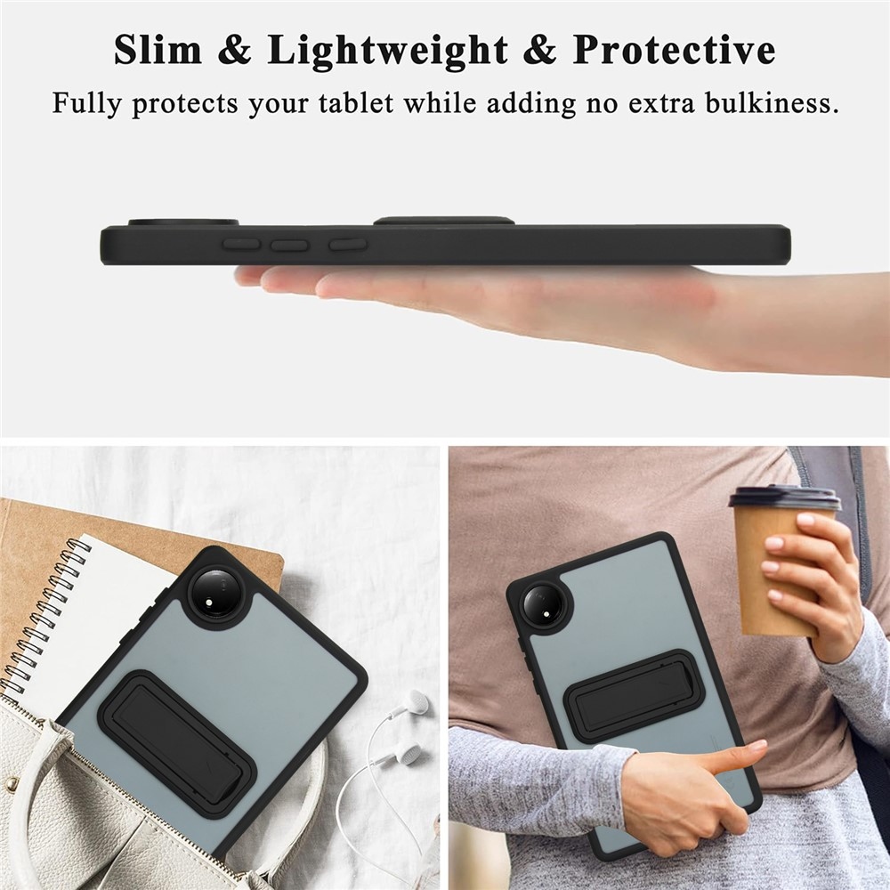 Skiny gélový obal s pevným chrbtom a výklopným stojanom na Xiaomi Redmi Pad SE 8.7 - čierny