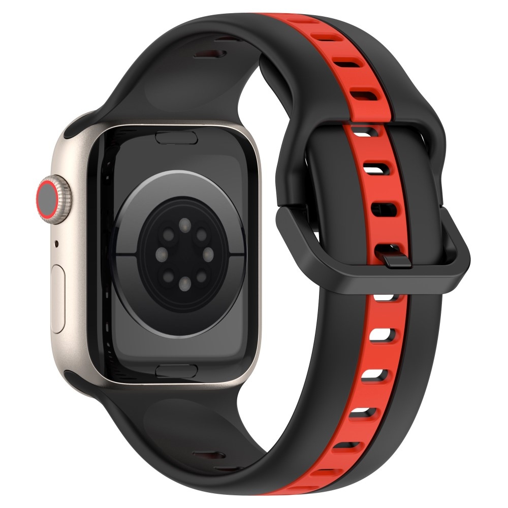 Strap silikónový remienok na Apple Watch Ultra/Ultra 2 49mm/SE/SE 2022/2023 44mm/9/8/7 45mm/6/5/4 44mm/3/2/1 42 mm - čierny/červený