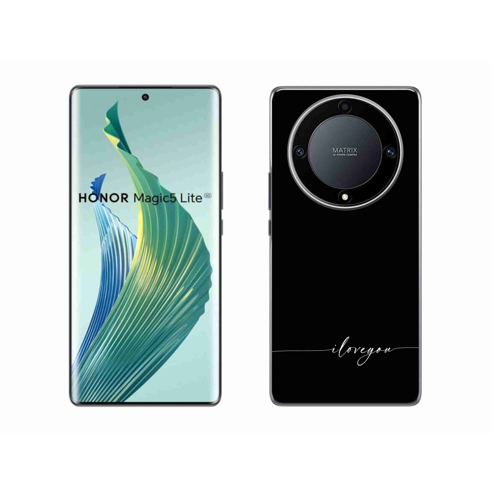 Gélový kryt mmCase na Honor Magic 5 Lite 5G - I love you čierne pozadie