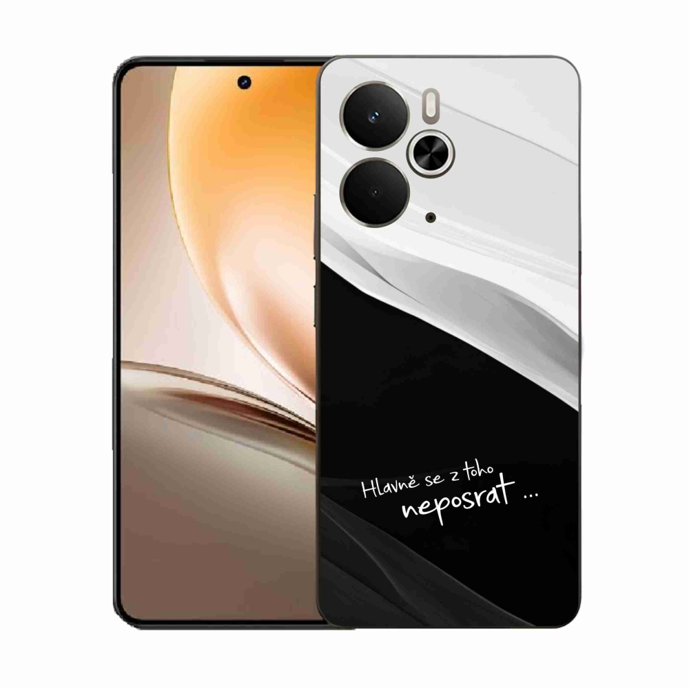 Gélový kryt mmCase na Realme 14 5G - vtipný text 13 čiernobiele pozadie