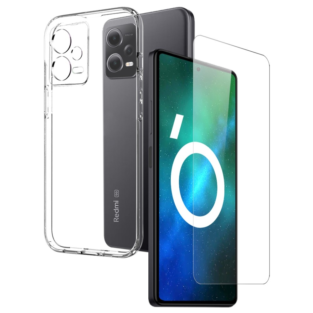 NORTHJO priehľadný gélový obal + tvrdené sklo na Xiaomi Redmi Note 12 Pro 5G - priehľadný