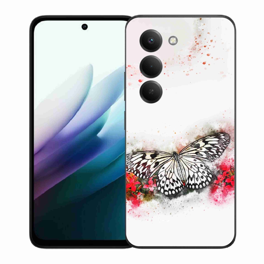 Gélový kryt mmCase na Xiaomi Redmi 15 4G/5G (171mm) - čiernobiely motýľ