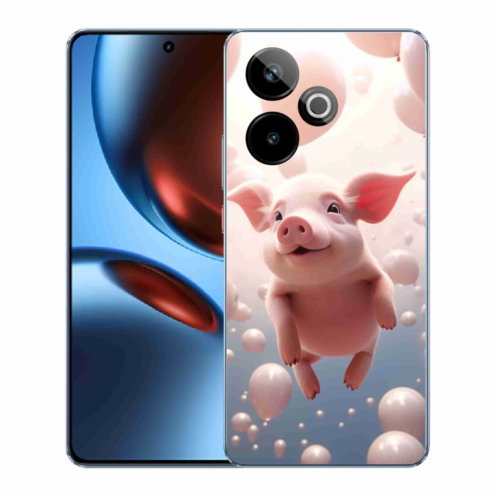 Gélový kryt mmCase na Realme GT 7 5G/GT 7T 5G - prasiatko s balónikmi