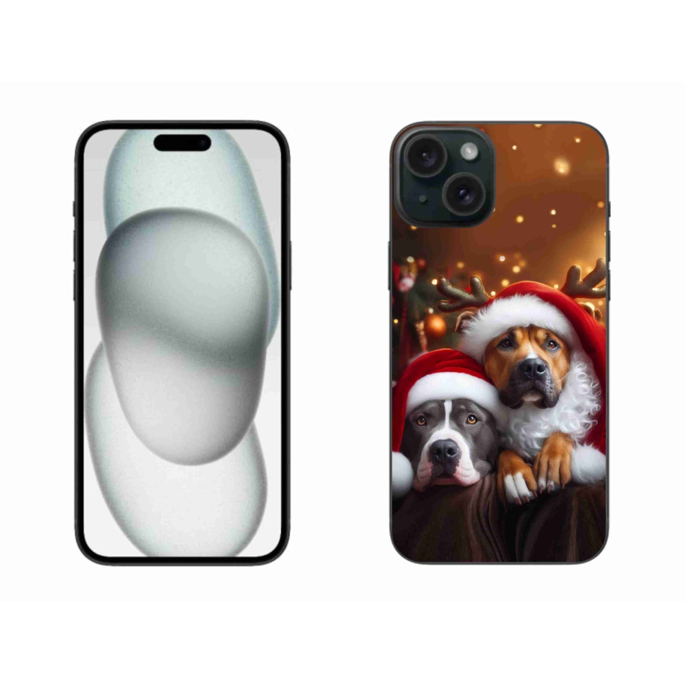 Gélový kryt mmCase na iPhone 15 Plus - vianočné psy