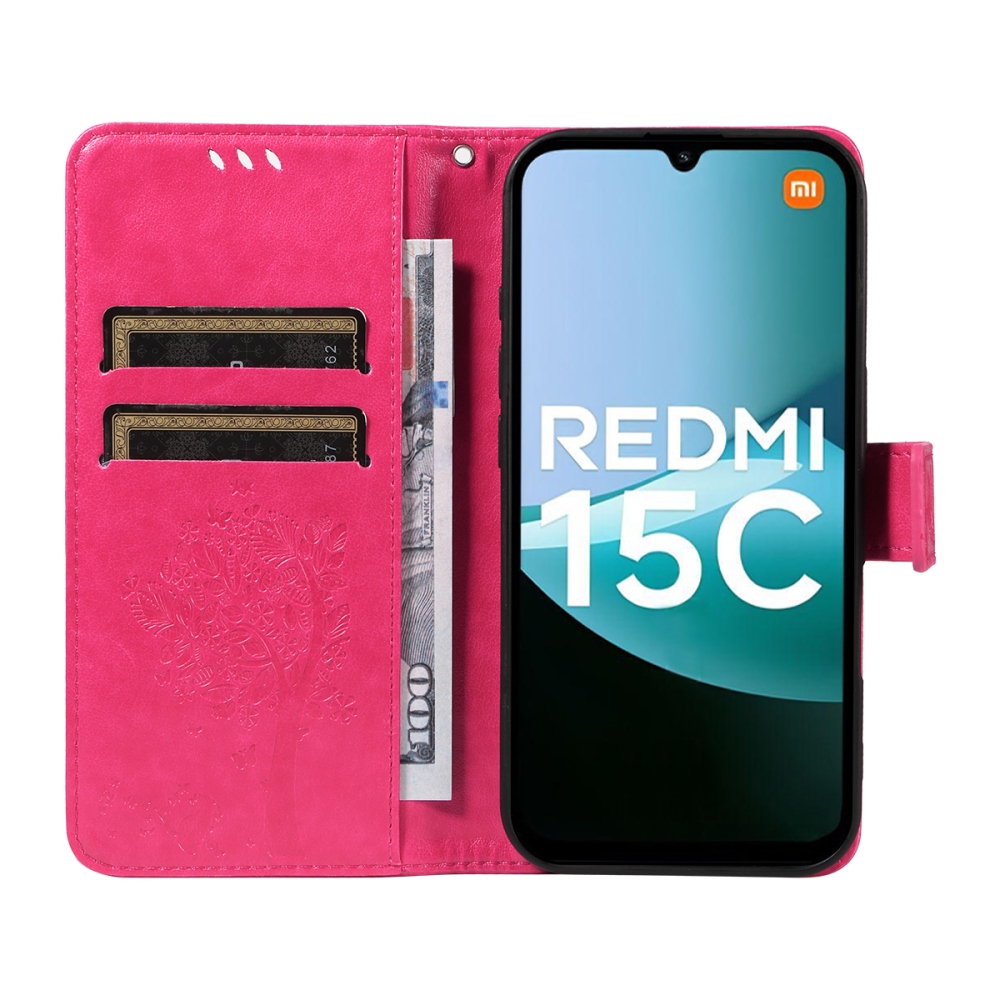 Trees knižkové púzdro na Xiaomi Redmi 15C 4G/5G (173mm) - rose
