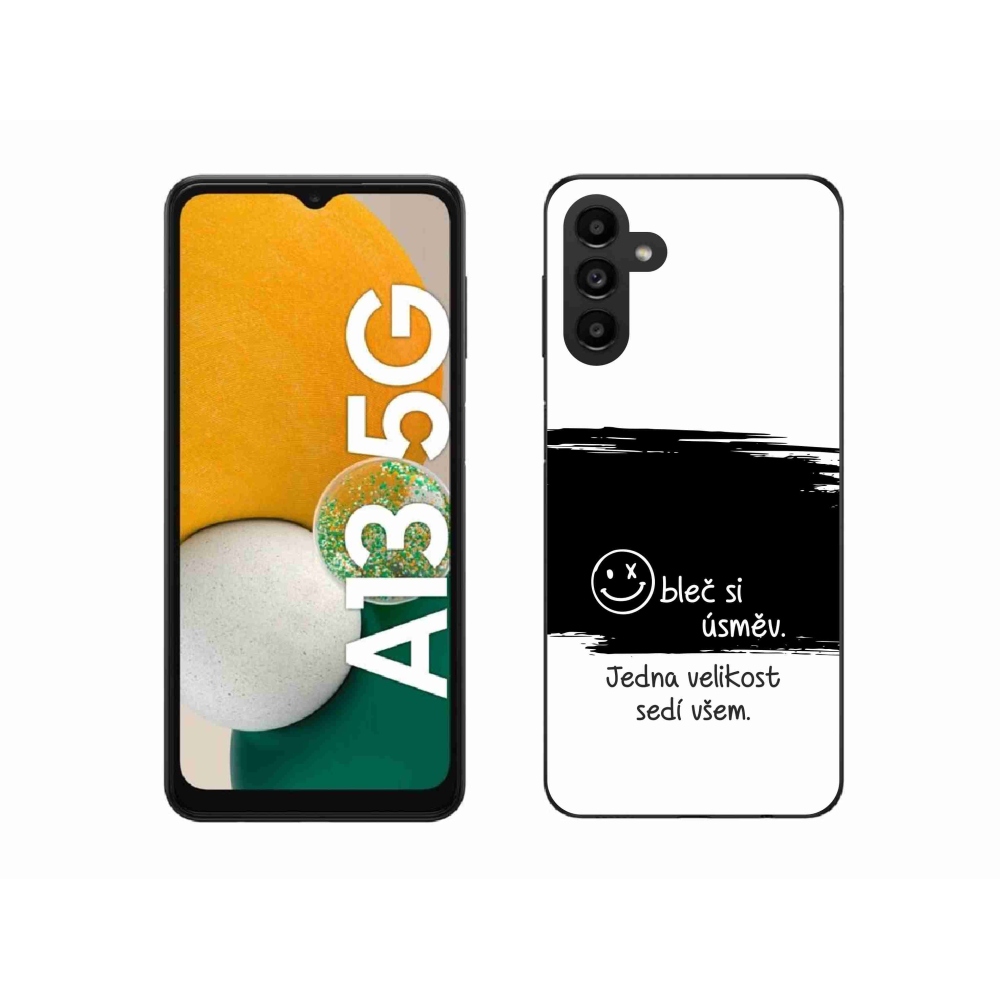 Gélový kryt mmCase na Samsung Galaxy A13 5G - vtipný text 8 čiernobiele pozadie