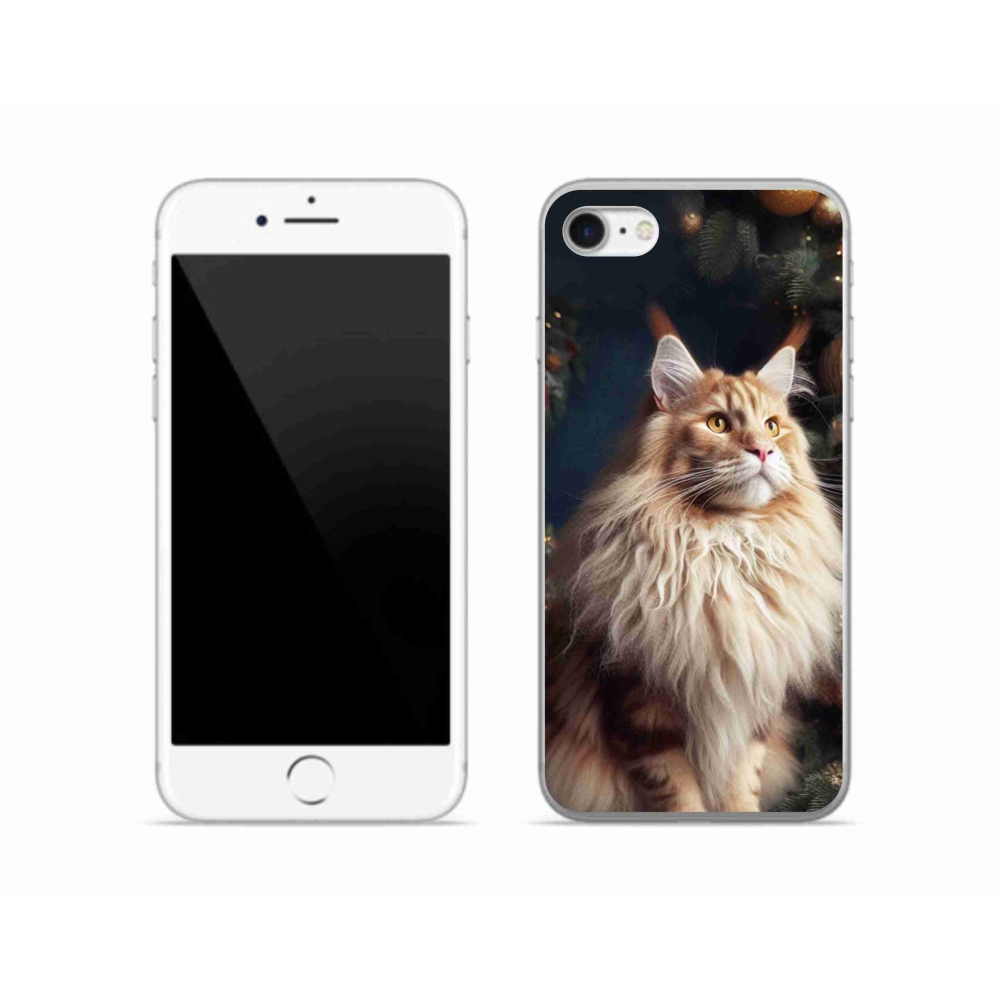 Gélový kryt mmCase na iPhone SE (2022) - mačka pri stromčeku