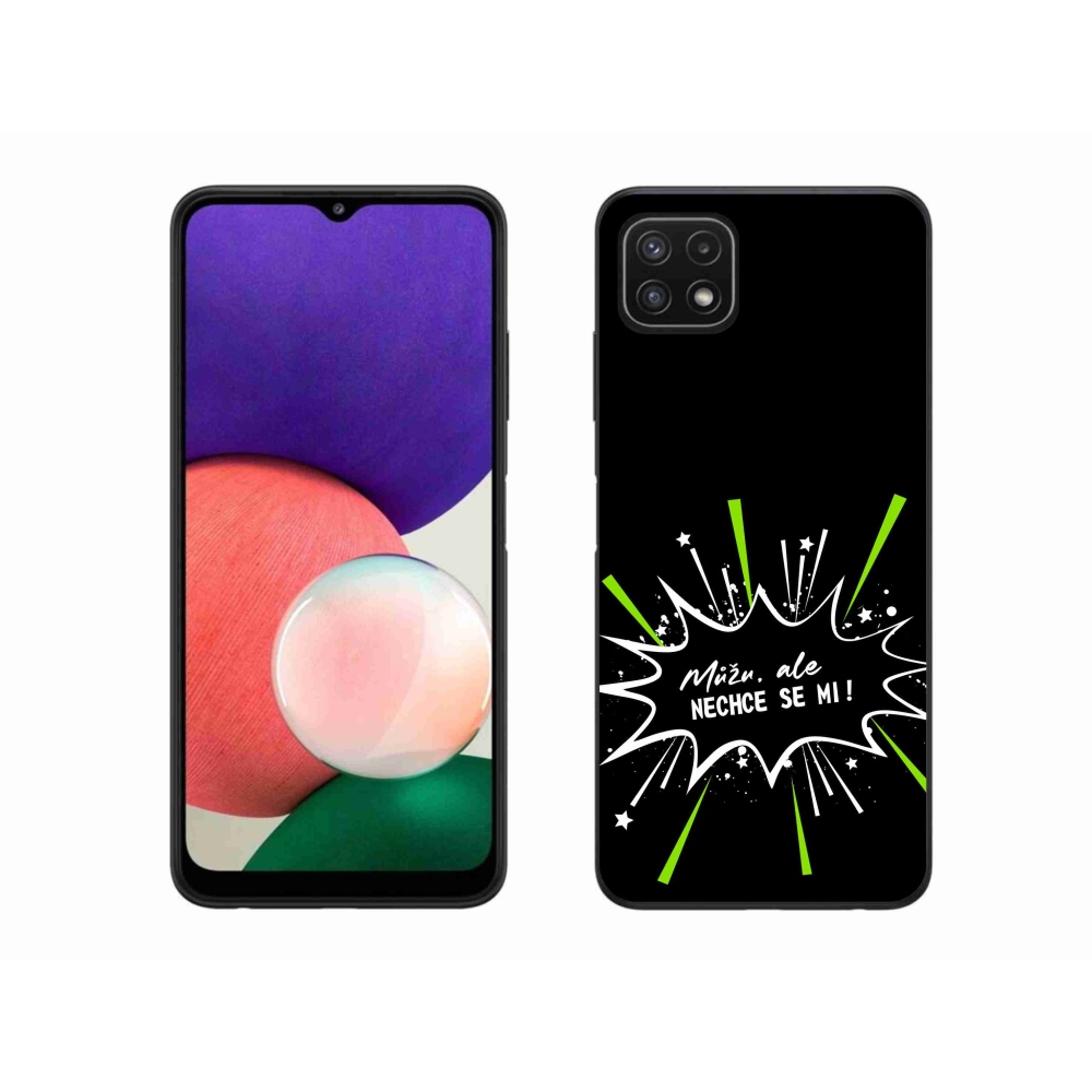 Gélový kryt mmCase na Samsung Galaxy A22 5G - vtipný text 11 čierne pozadie