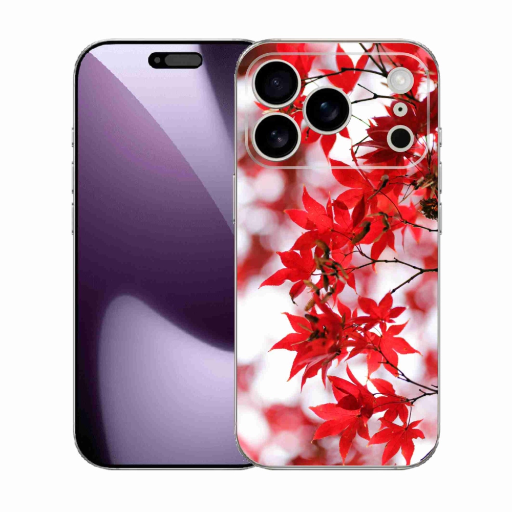 Gélový kryt mmCase na iPhone 17 Pro - červené listy