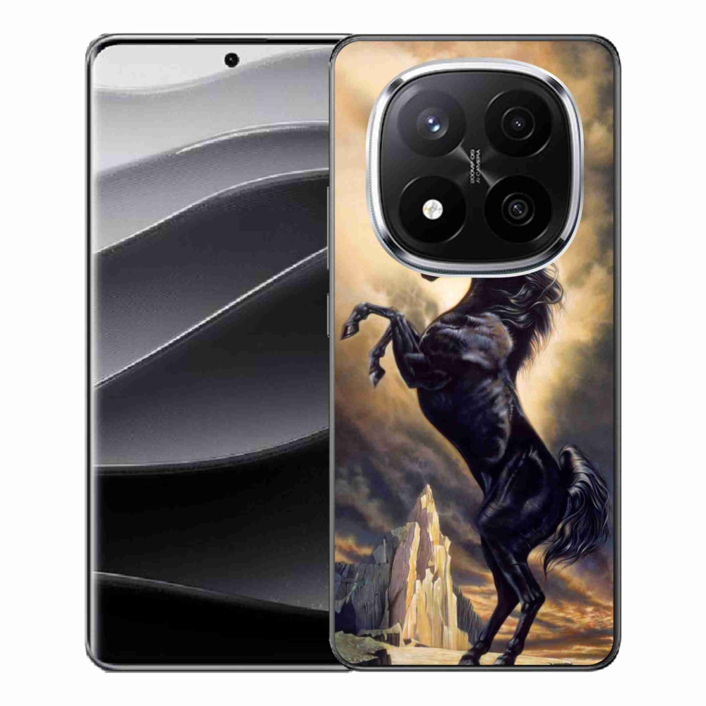 Gélový kryt mmCase na Xiaomi Redmi Note 14 Pro+ 5G - čierny kreslený kôň