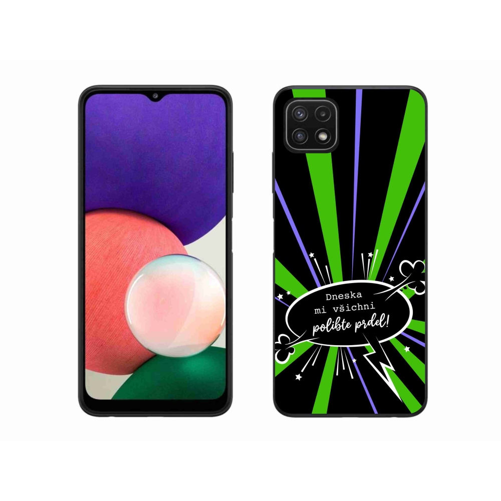 Gélový kryt mmCase na Samsung Galaxy A22 5G - vtipný text 15 čierne pozadie