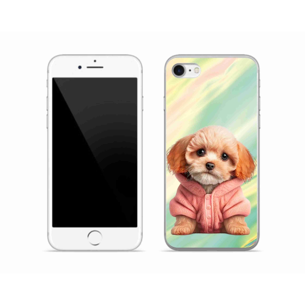 Gélový kryt mmCase na iPhone SE (2022) - šteňa vo svetri