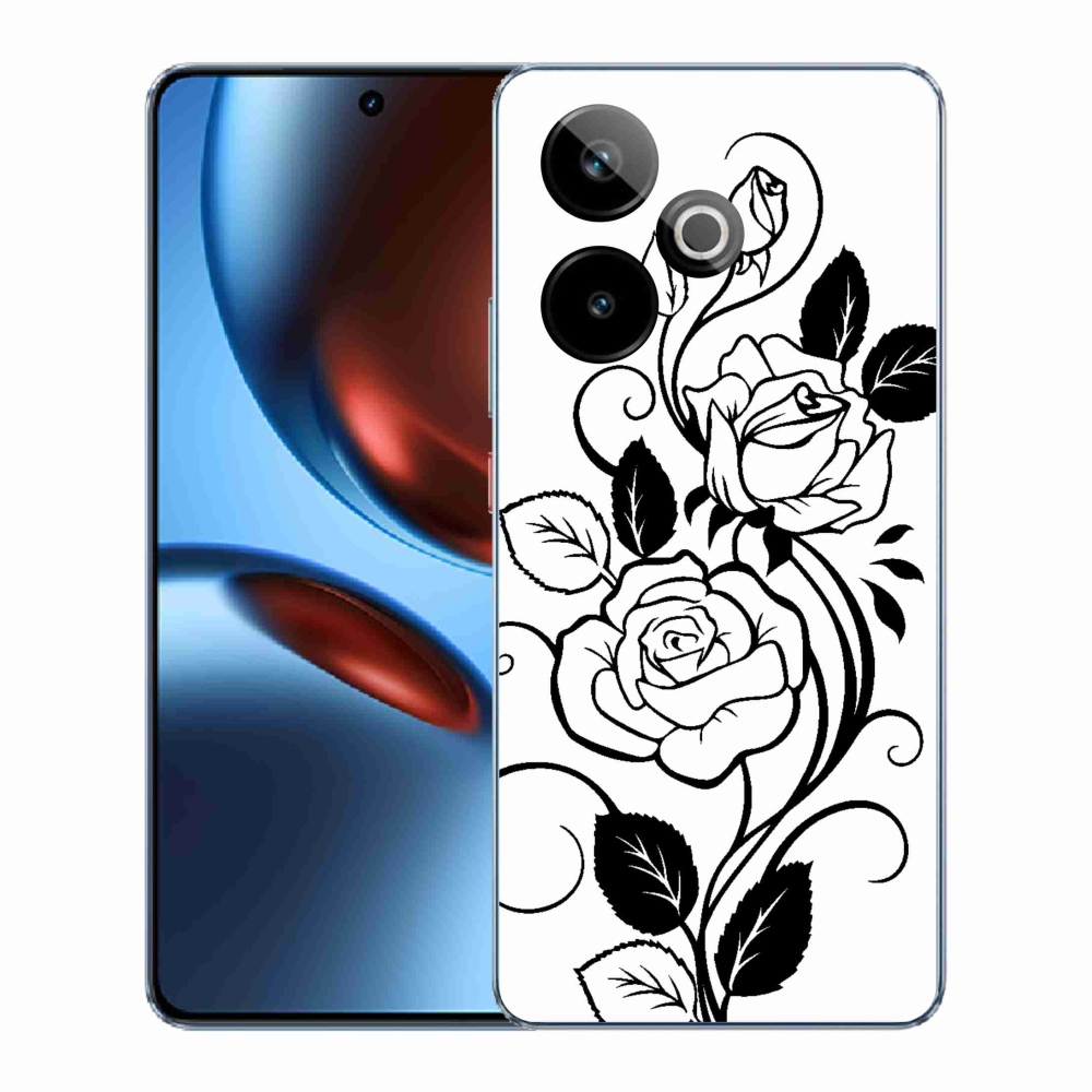 Gélový kryt mmCase na Realme GT 7 5G/GT 7T 5G - čiernobiela ruža