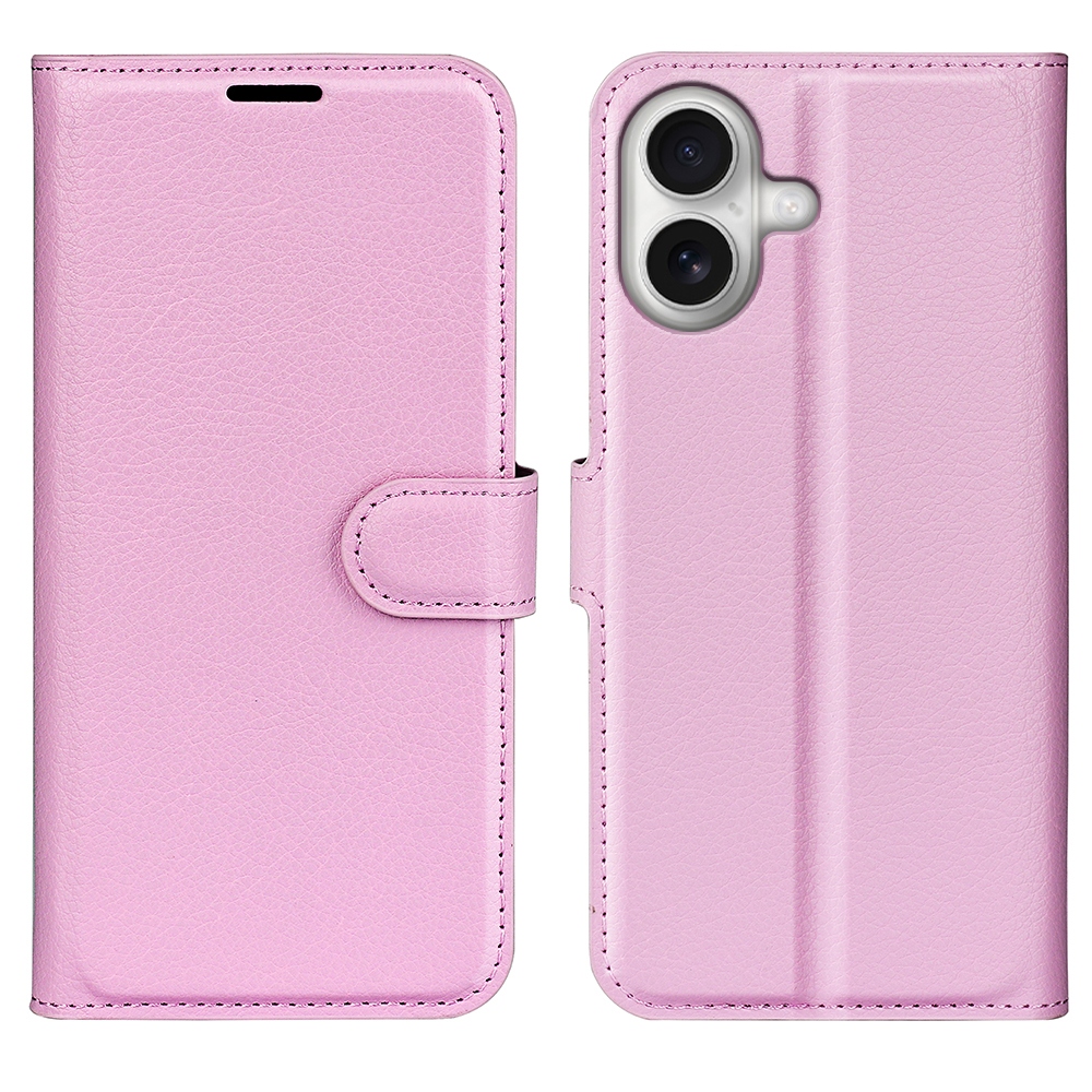 Litchi knižkové púzdro na iPhone 17 - ružové