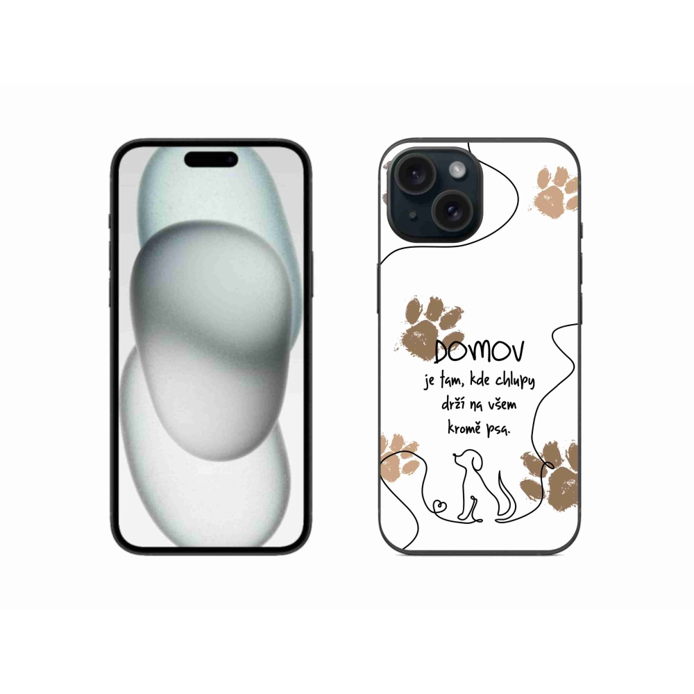 Gélový kryt mmCase na iPhone 15 - psí motív biele pozadie