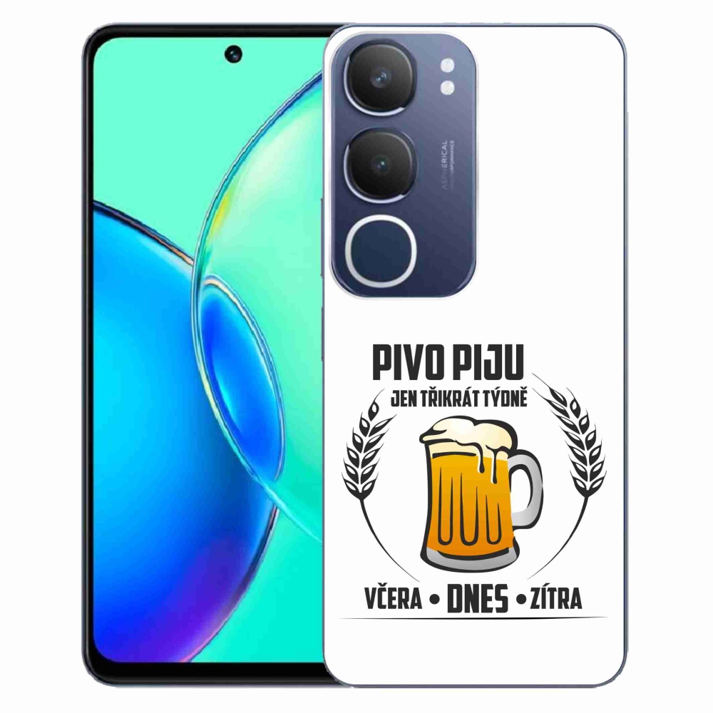 Gélový kryt mmCase na Vivo Y19s - pivný motív biele pozadie