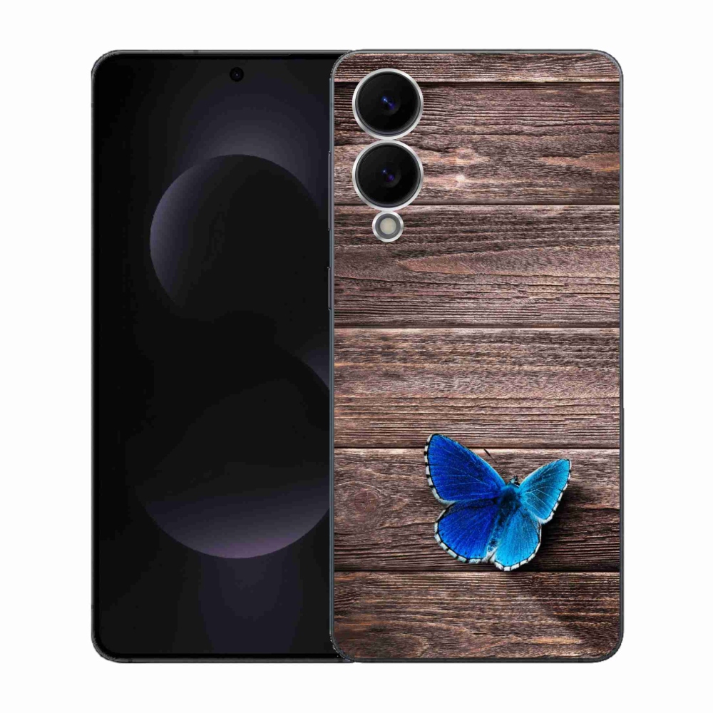 Gélový kryt mmCase na Samsung Galaxy S25 Edge - modrý motýľ 1