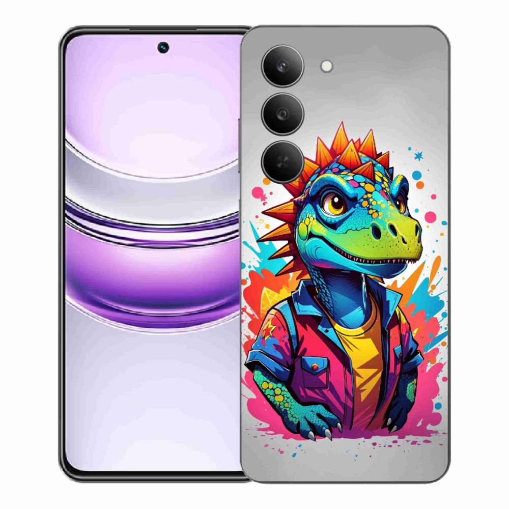 Gélový kryt mmCase na Realme 14x 5G - farebný dinosaurus