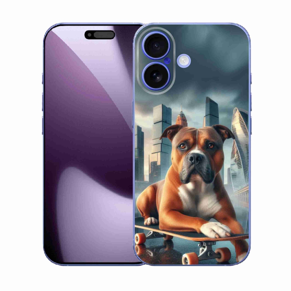 Gélový kryt mmCase na iPhone 17 - pes na skateboarde
