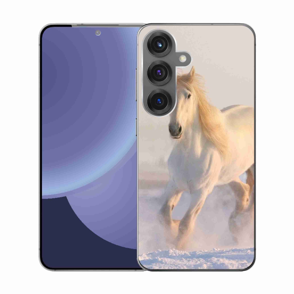 Gélový kryt mmCase na Samsung Galaxy S25 - kôň v snehu