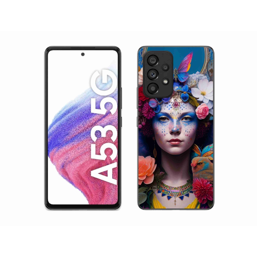 Gélový kryt mmCase na Samsung Galaxy A53 5G - žena s kvetinami