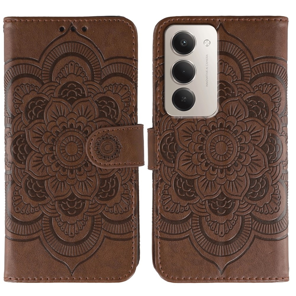 Mandala knižkové púzdro na Xiaomi Redmi 15 5G - hnedé
